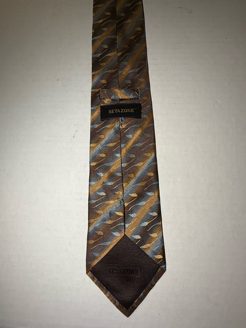 Brown & Gold Patterned 100% Silk Tie